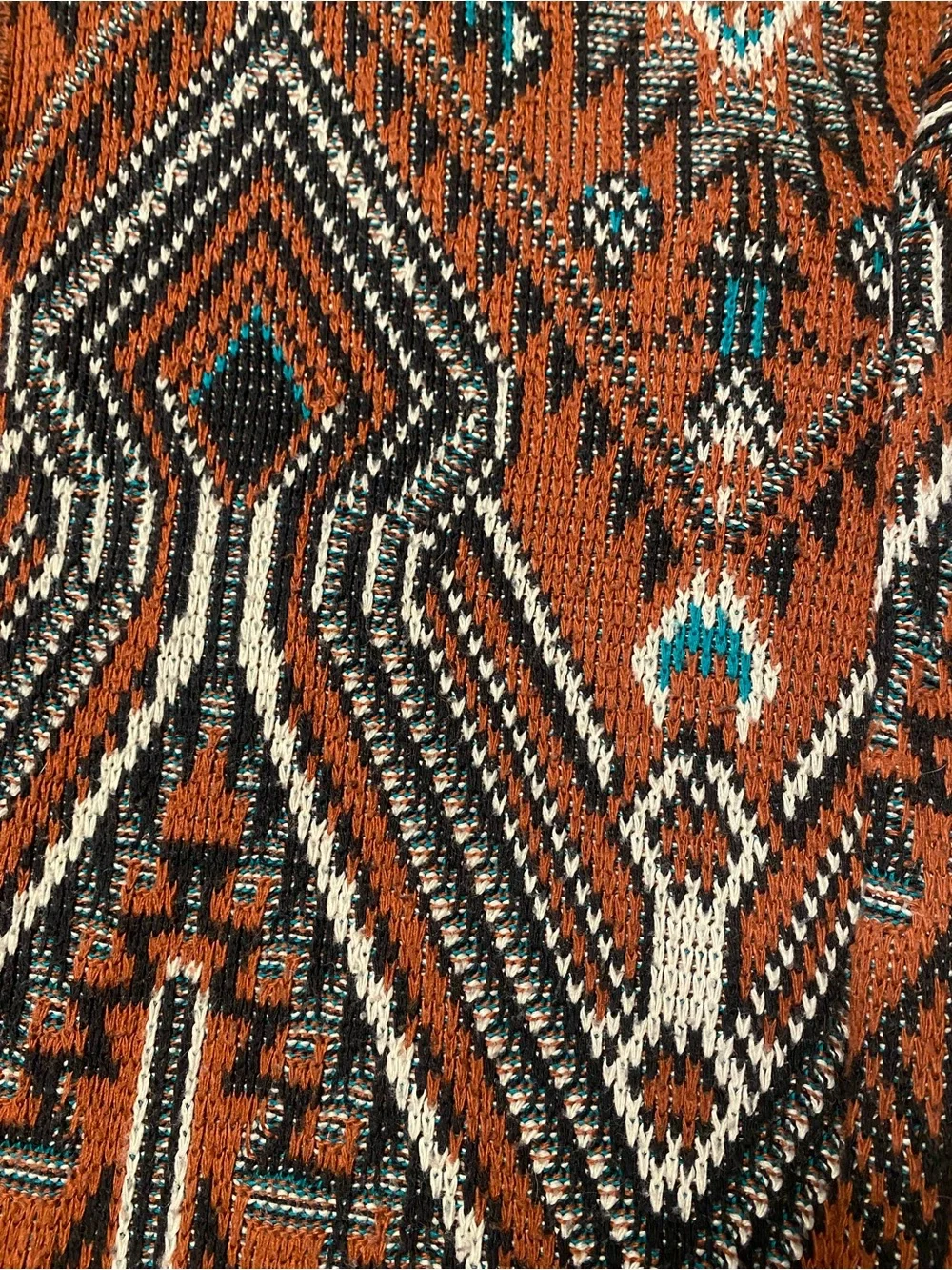 Urban Outfitters “ecoté” Brown + Geometric Patterned Soft Hooded Sweater